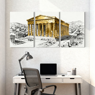 Ensemble de 3 impressions d'art sur toile, Parthenon
