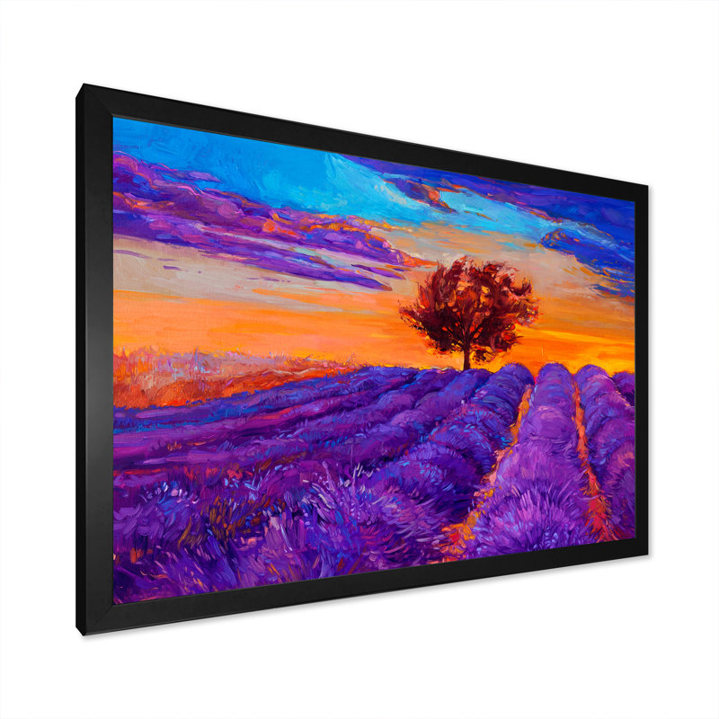 " Lavender Fields ", Black Picture Framed, 8" H x 12" W x 1" D