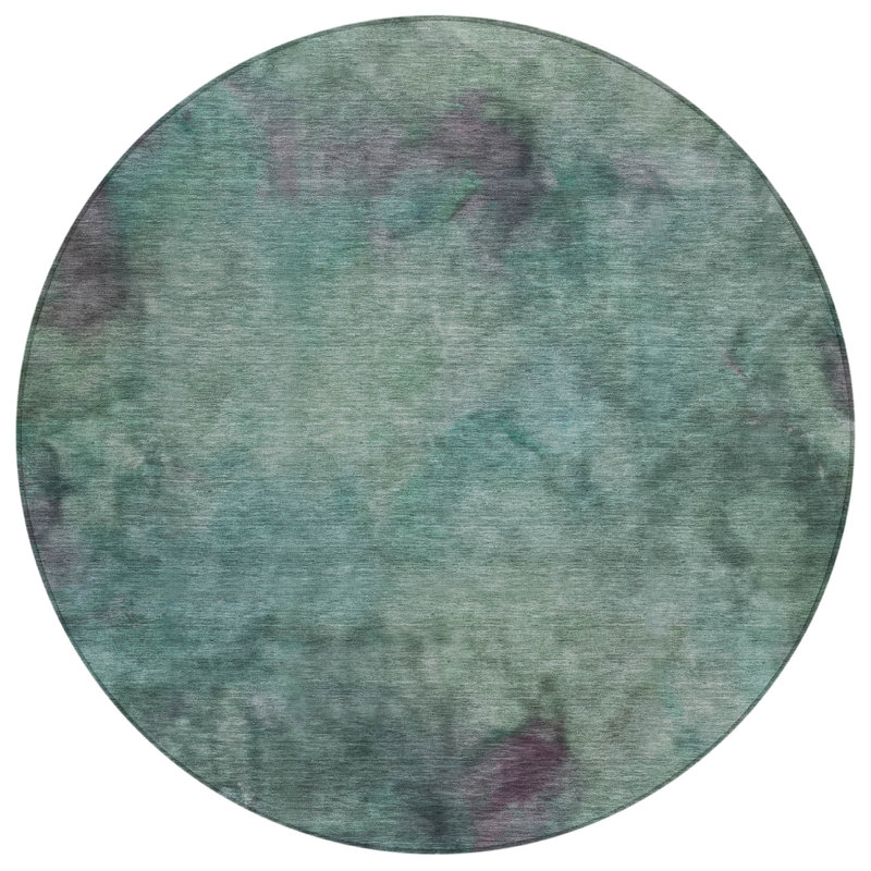 Machine Washable Indoor/Outdoor Emelia ACN2312 Abstract Rug, Round 8'