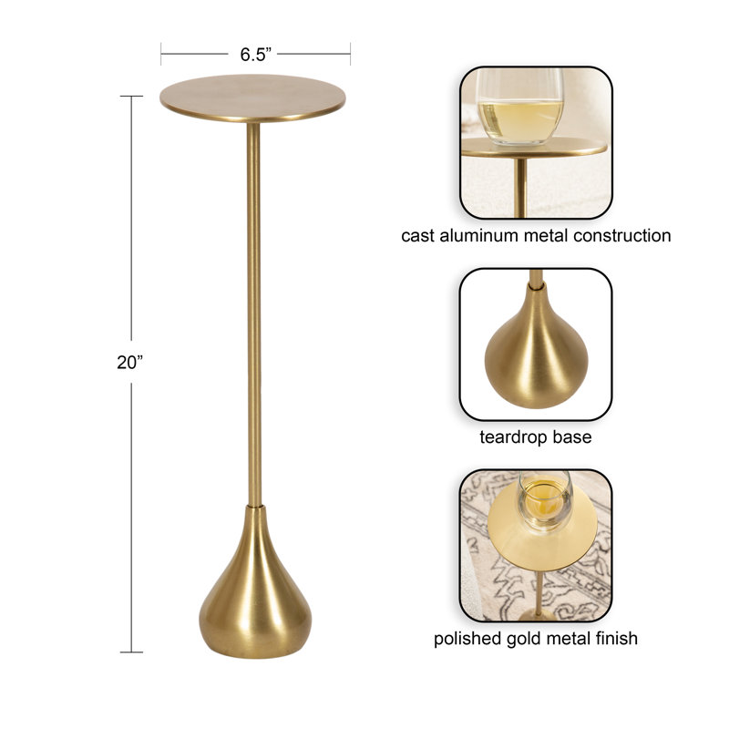 Modern Round Metal Drink Table, Gold