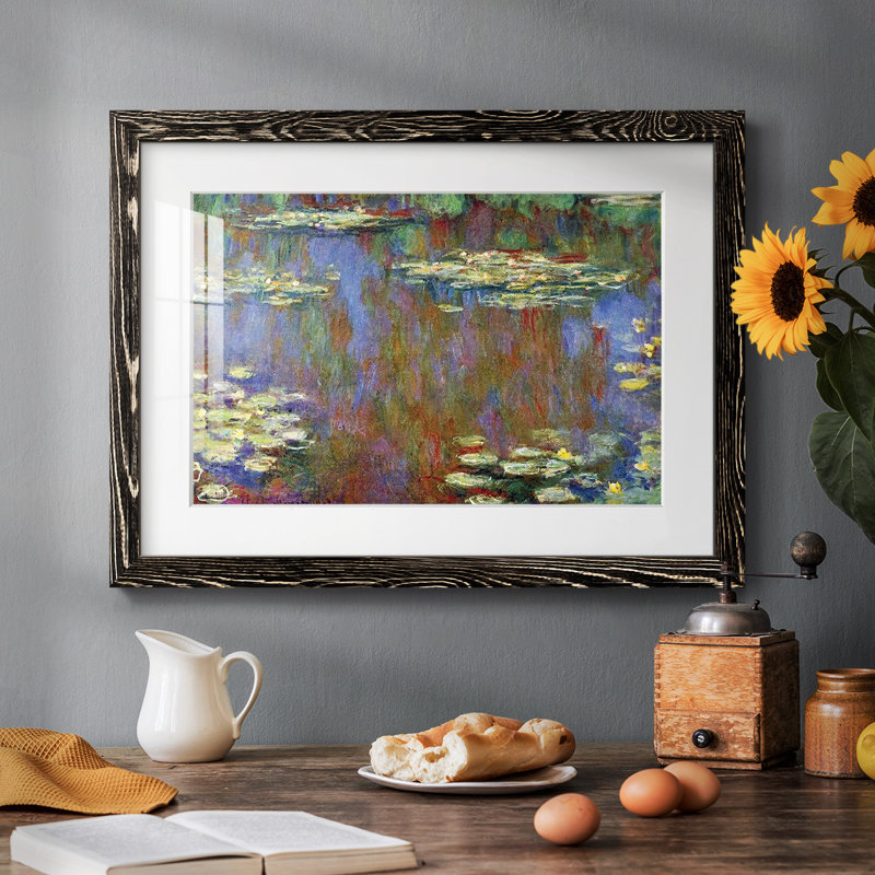Nymphéas, 1906 - Impression encadrée rustique avec tableau mat, Noir, H 26 po x l 38 po x P 1,5 po