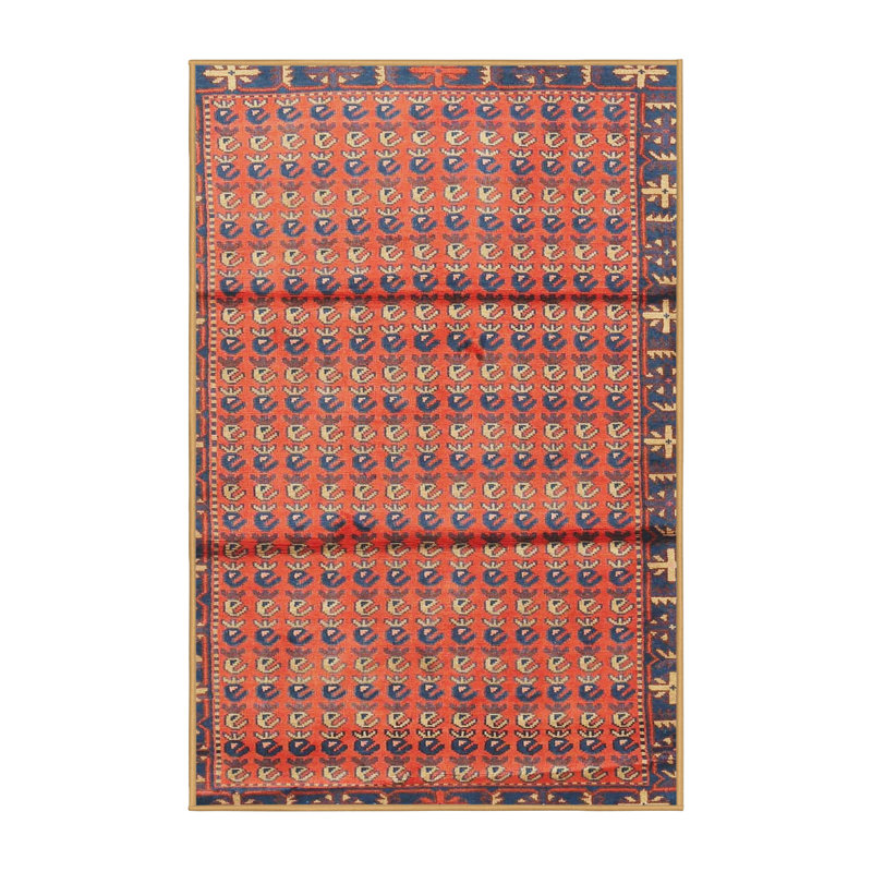 Tapis rouge/beige/bleu traditionnel, Rectangle 4 pi x 6 pi