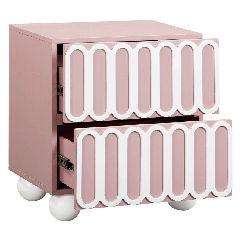 Table de chevet 2 tiroirs Insley, Mauve
