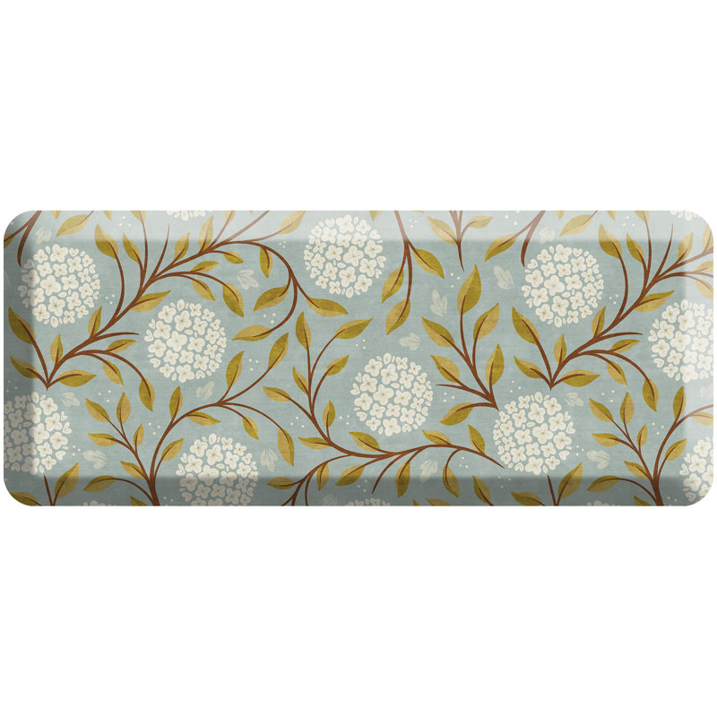 Anti-Fatigue Kitchen Comfort Mat, Hydrangea Vine Pattern in Sky Blue, Sky Blue, 20" x 48"