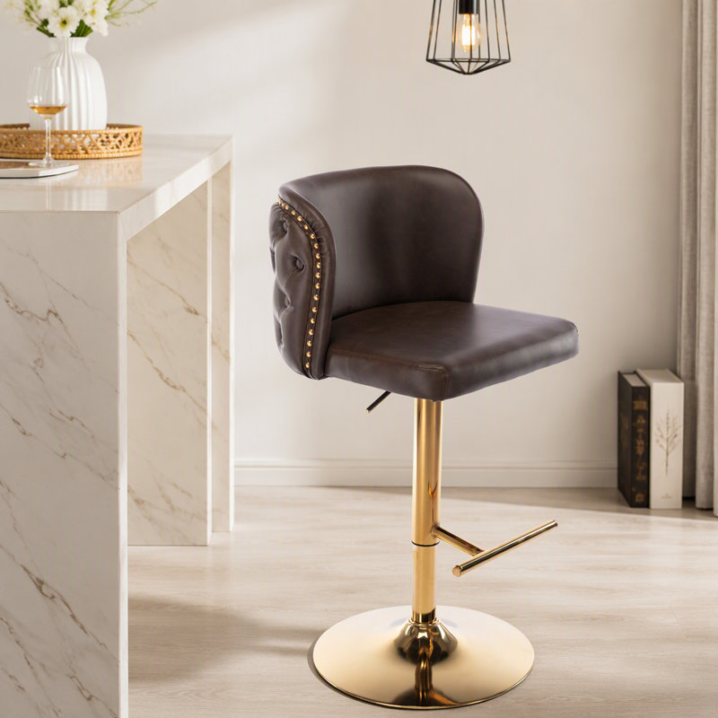 Swivel Upholstered Counter Stool, Brun