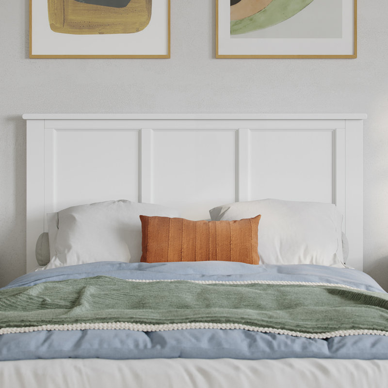Amear Solid Wood Headboard, White, Full