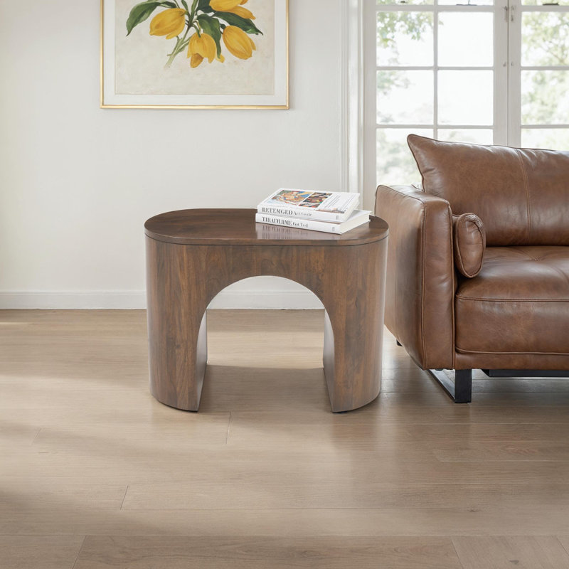 Hamadi Modern Architectural Pedestal Curved End Table