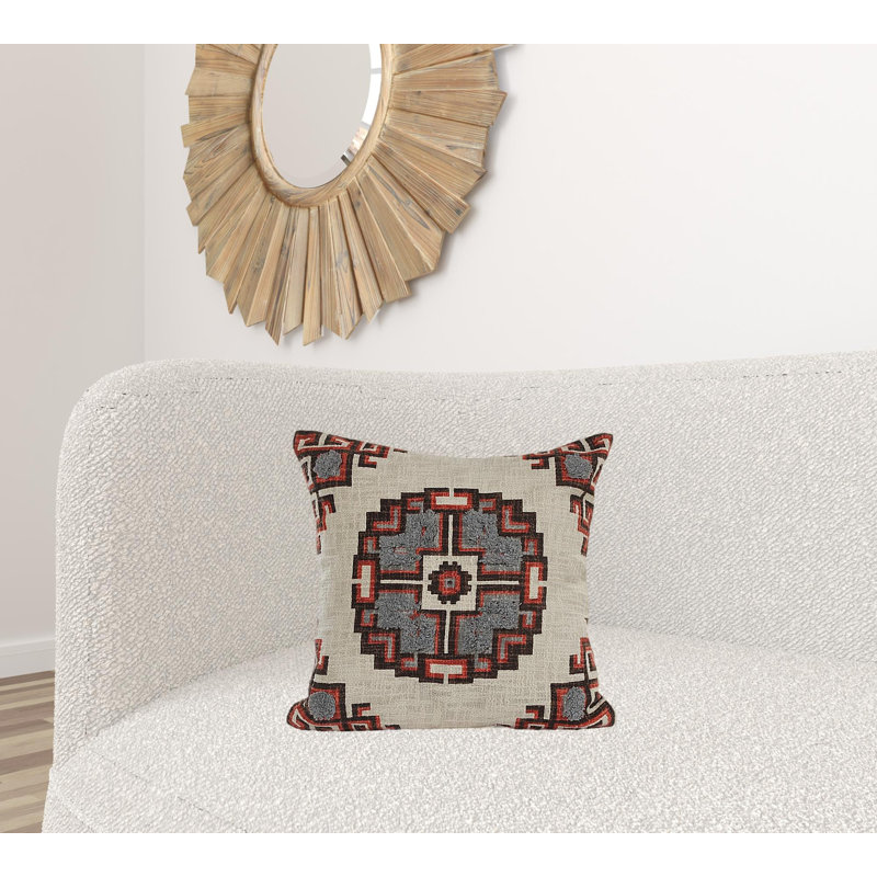Housse de coussin géométrique en coton, polyester