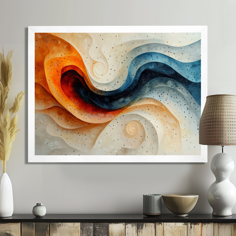 Marquart - Abstract Large Wall Art, H 30 po x l 40 po, Picture Framed, Blanc
