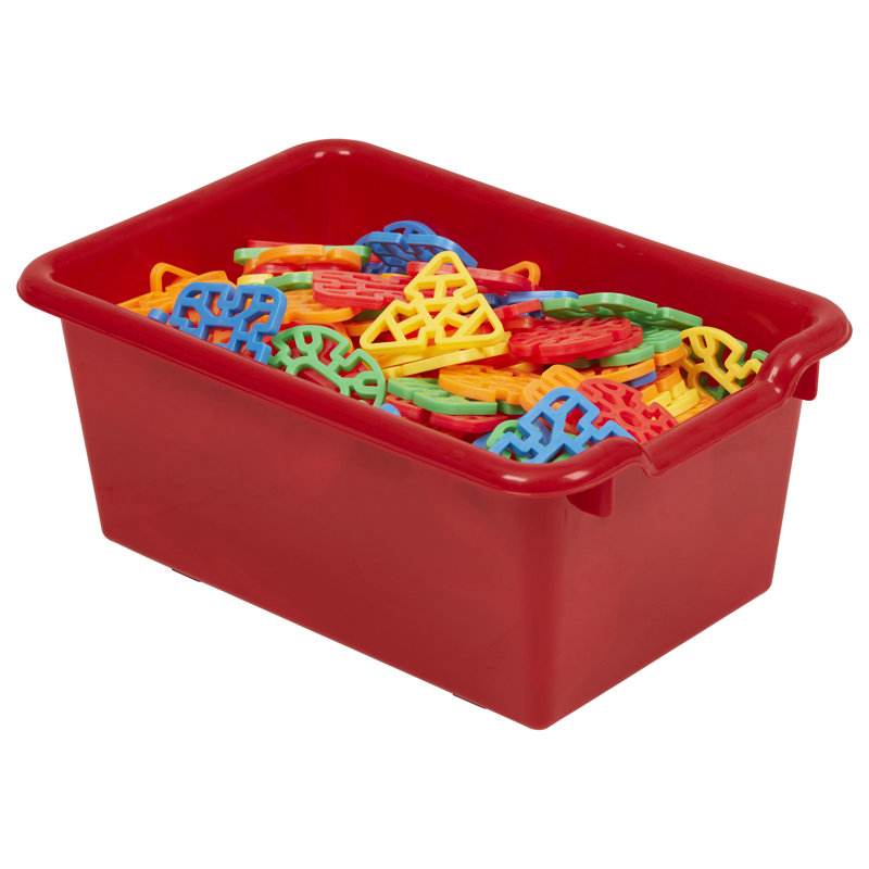 ECR4Kids Scoop Front Storage Bin, Multipurpose Organization, 5-Piece, Red