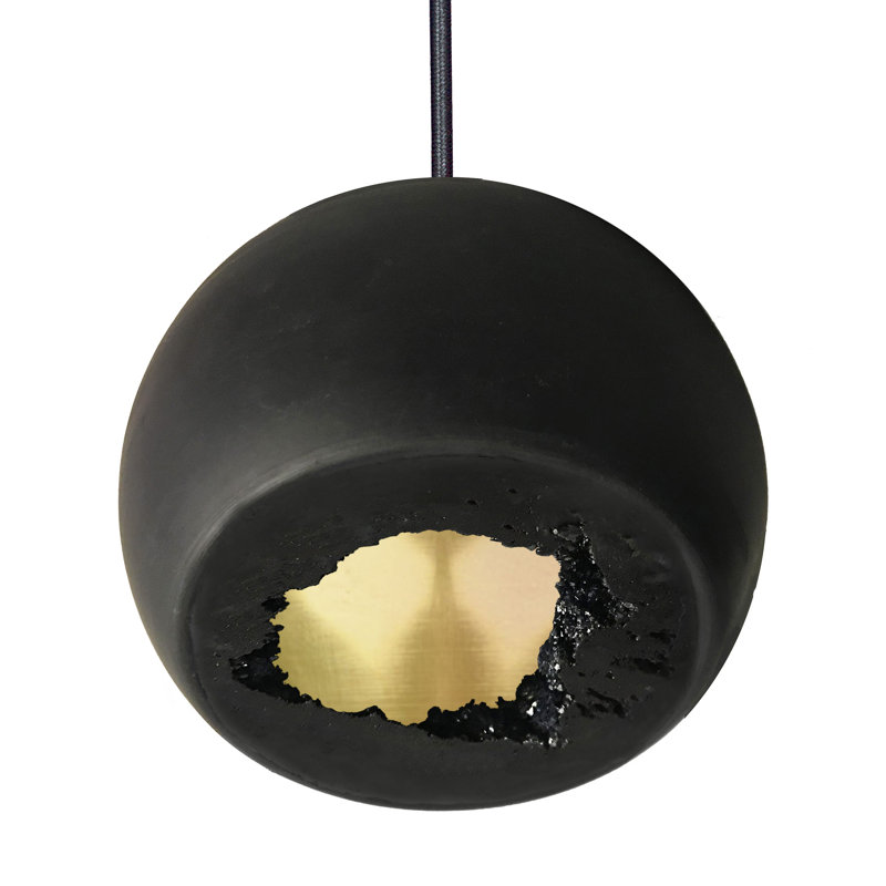 Luminaire suspendu 1 lumière Geode, Noir mat / laiton