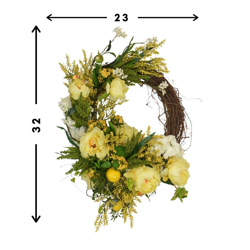 Couronne de pivoines, hortensias et bruyères Ceola