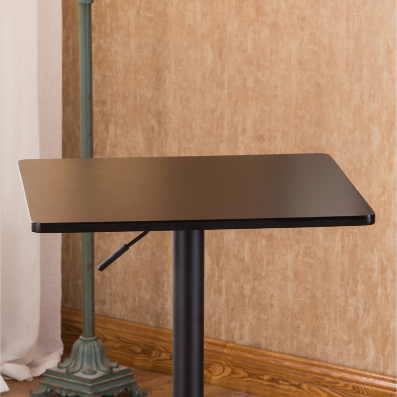 Table de bar carrée noire en métal avec fonction réglable - H 24 po x 26 po, 36 po, décoration moderne et hauteur 36 po