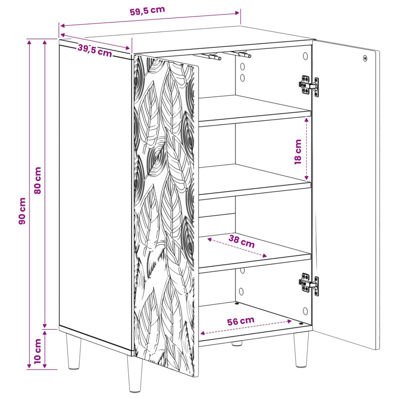 Shoe Storage, 90 cm H x 59.5 cm W x 39.5 cm D, Old Wood
