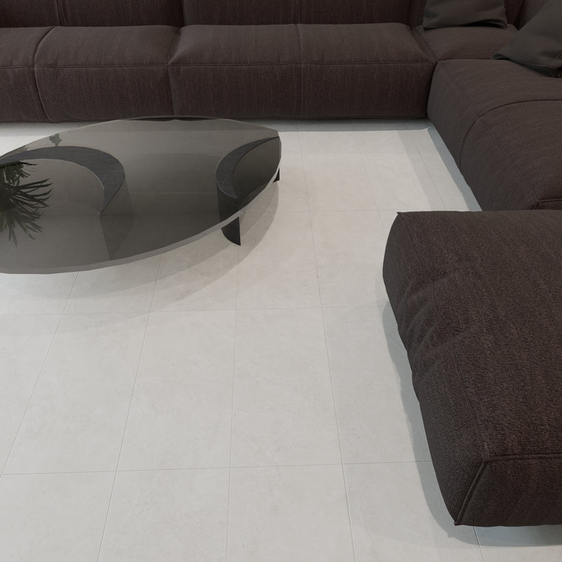 Carreau de porcelaine mat aspect pierre calcaire 12 po x 24 po Nextar, Blanc Bianco