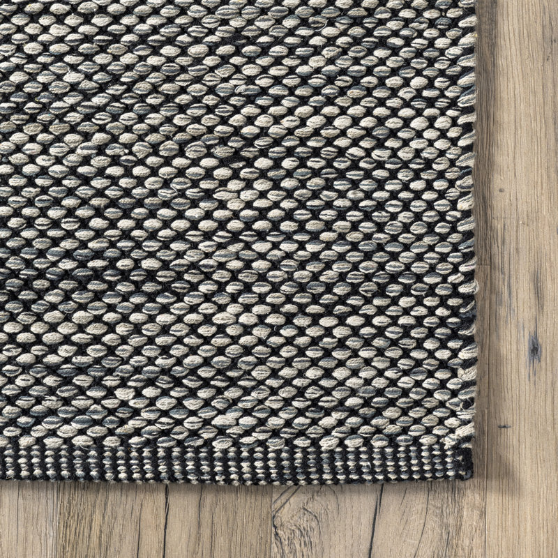 Tapis gris / noir en coton doux touffeté à la main Parnell, Rectangle 9 pi 6 po x 13 pi 6 po