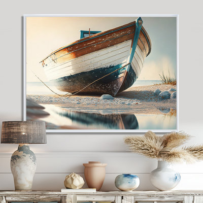 Boat On Shore I - Coastal Boat Canvas Print