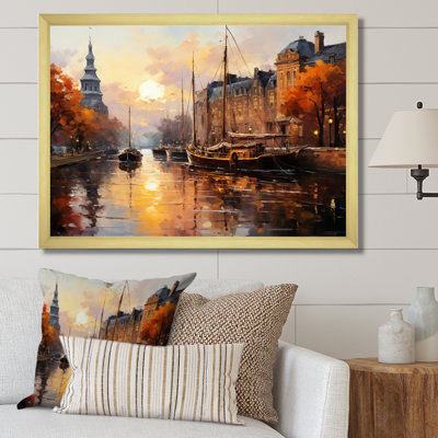 «Orange Canal Golden Glow Warm», reproduction sur toile