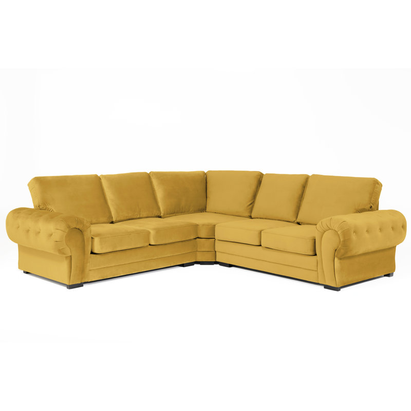 Verona Corner Velvet Sofa, Mustard
