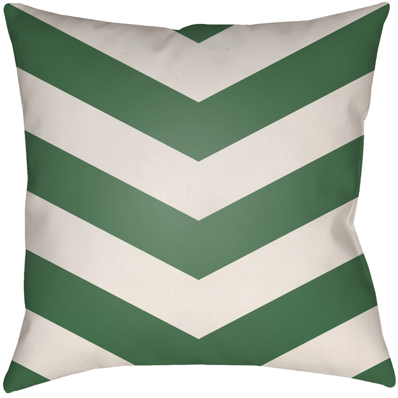 Litchfield Chevon Geometric Outdoor Reversible Throw Pillow, 26" H x 26" W, Lime Green/Ivory