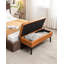 Banc capitonné avec rangement et capitonnage beige, 43,3 po Banc avec dessus relevable pour chambre et entrée-2018966728