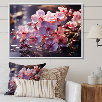 " Pink Orchids In Amethyst Hues Grow Alongside Water "
