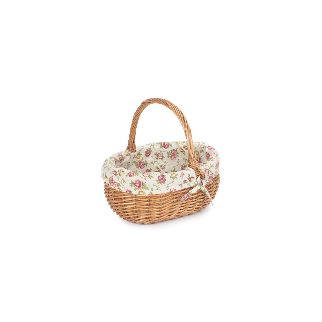 Wicker Shopping Basket with Garden Rose Lining