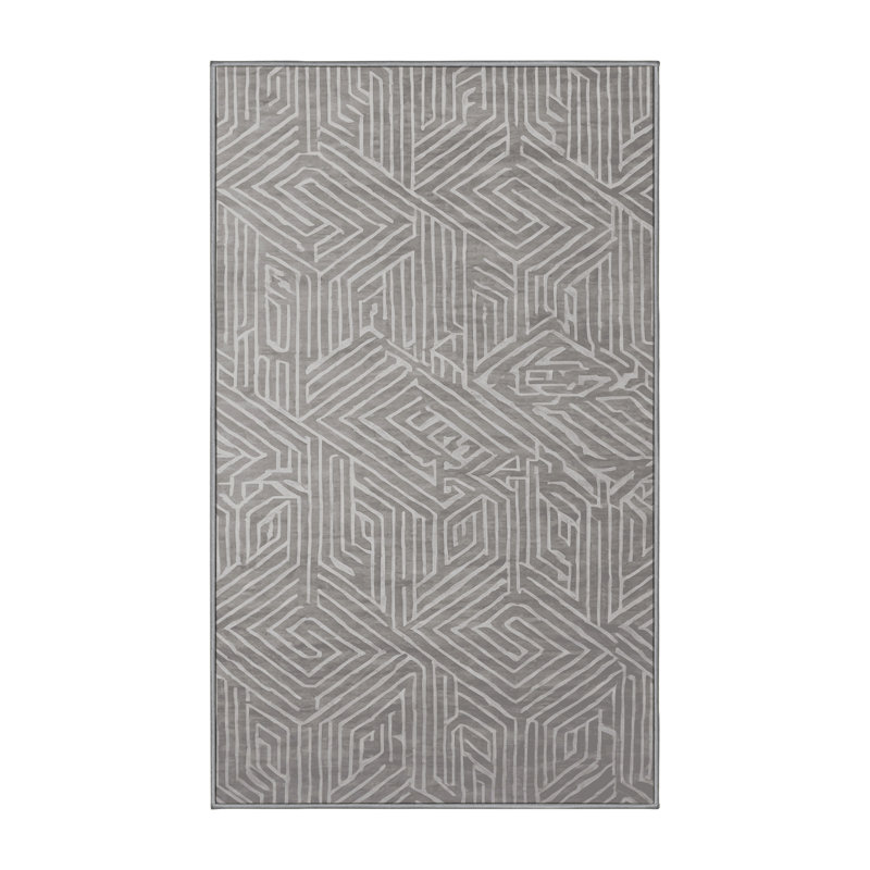 Tapis gris lavable à la machine, Rectangle 7 pi x 9 pi