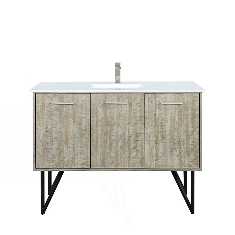 48 po X P 20 po Ensemble de meuble-lavabo D avec comptoir en marbre de culture et robinet en nickel brossé, Nickel brossé