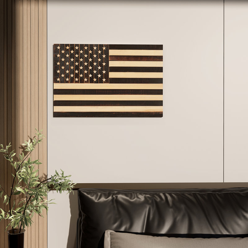 Décoration murale drapeau américain, Noir, H 26 po x l 48 po x P 0,8 po