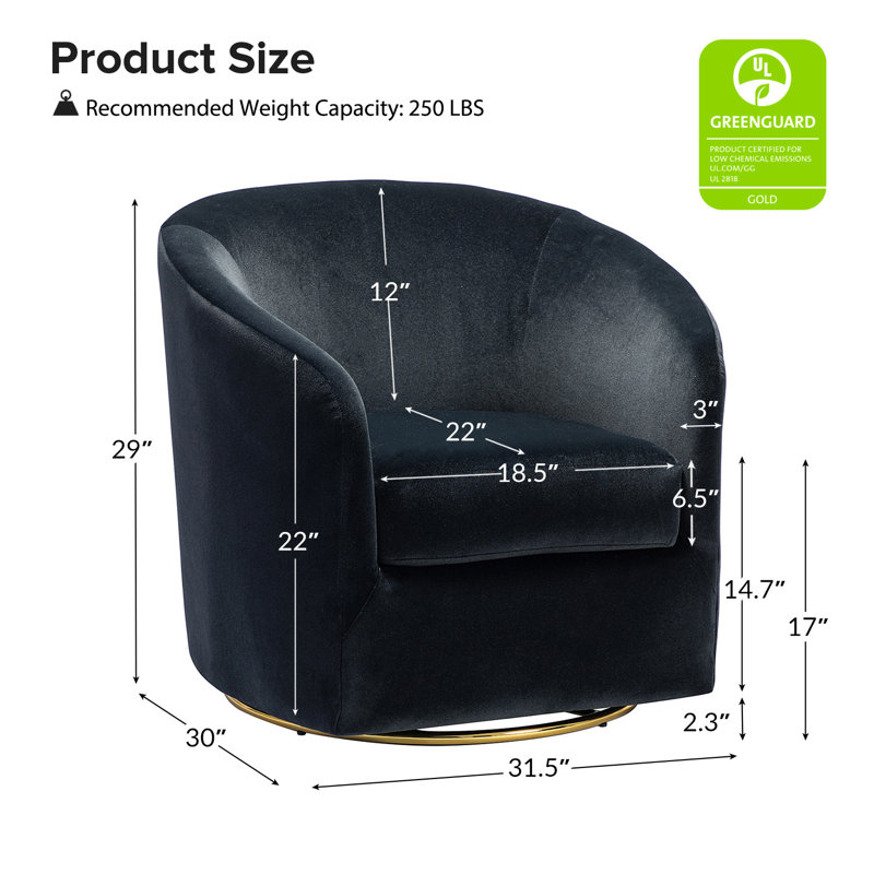 Fauteuil demi-tonneau en velours Holden, Noir