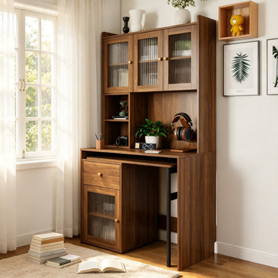 Ensemble de bureau d'ordinateur avec portes en verre Antheris