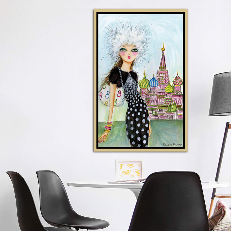 Art de Moscou, Toile encadrée d'or, H 60 po x l 40po x P 1,5 po