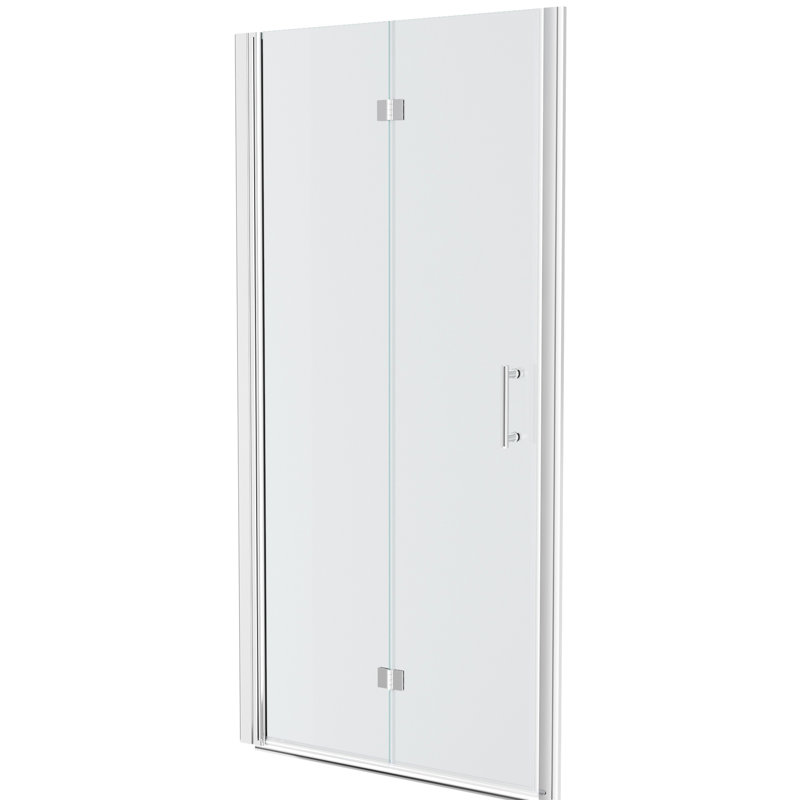 Porte de douche l 30 po x H 72 po avec conception pliante, entrée en verre trempé, espace, option réglable pour la salle de bain, sortie