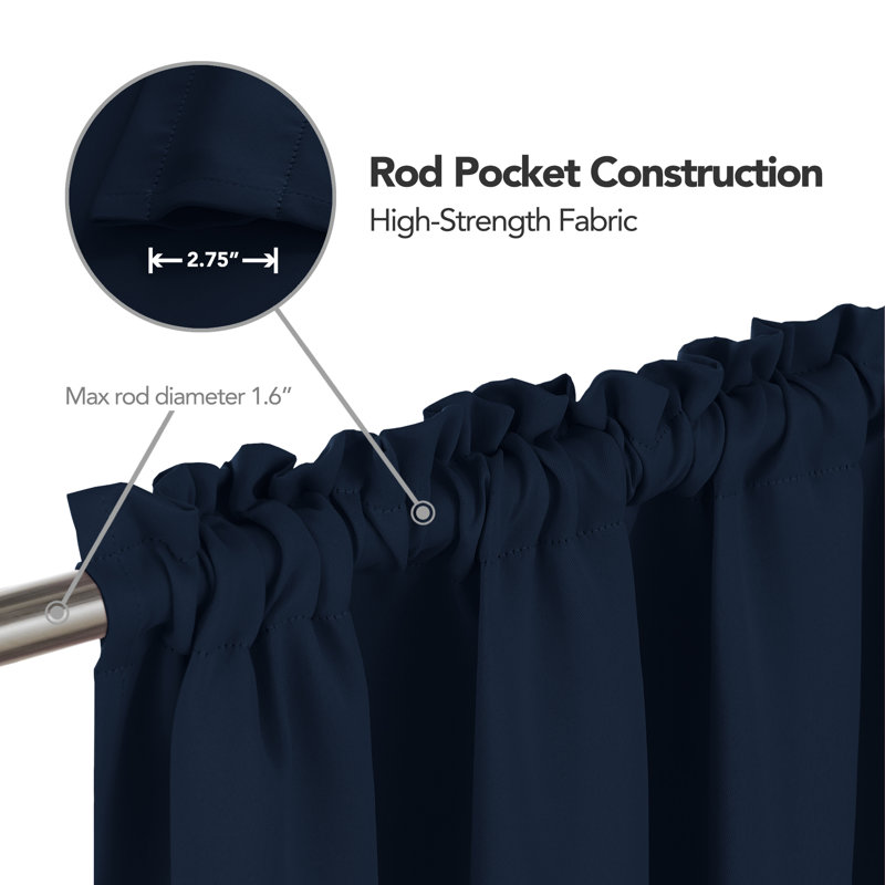 Halide Room Darkening Curtain Single Panel, 52" W x 54" L, Navy Blue