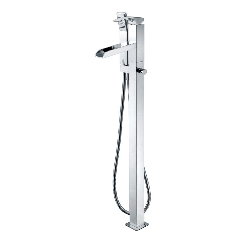 1 Handle Floor Waterfall Faucet with Diverter, Polished Chrome