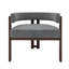 Fauteuil moderne à dossier ouvert: revêtement gris. 3 styles. Confortable pour la chambre à coucher et la salle à manger. Fauteuil spacieux et rembourré, 3 pieds et design