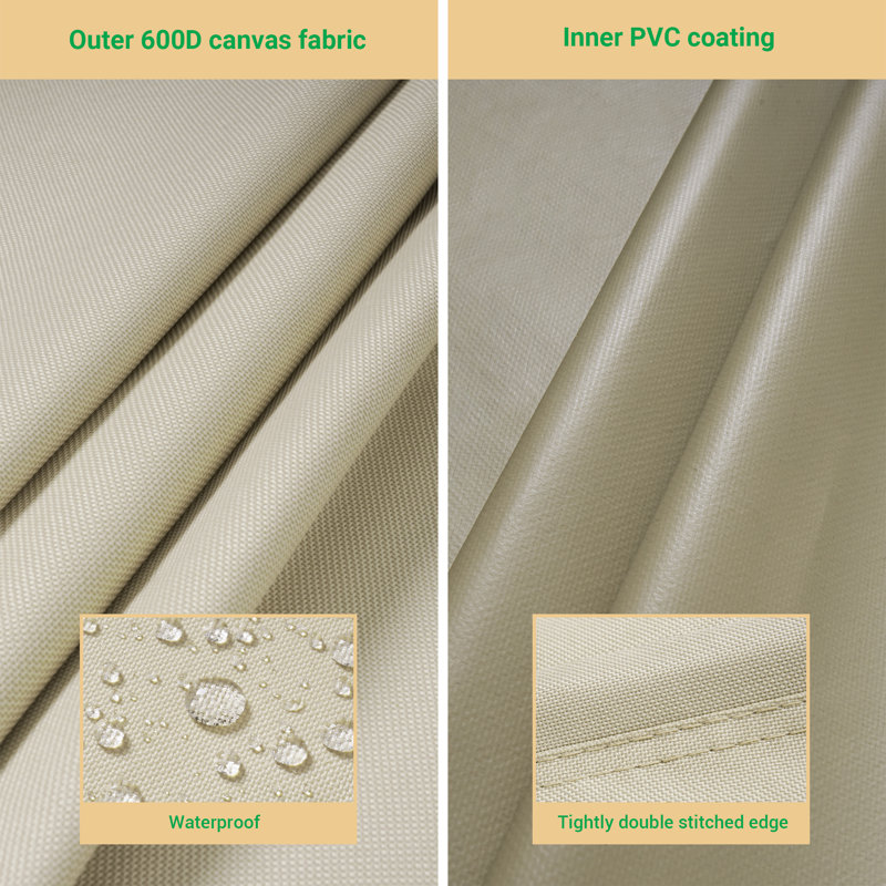 Housse de parasol de patio résistante à l'eau avec garantie de 1 an, Beige