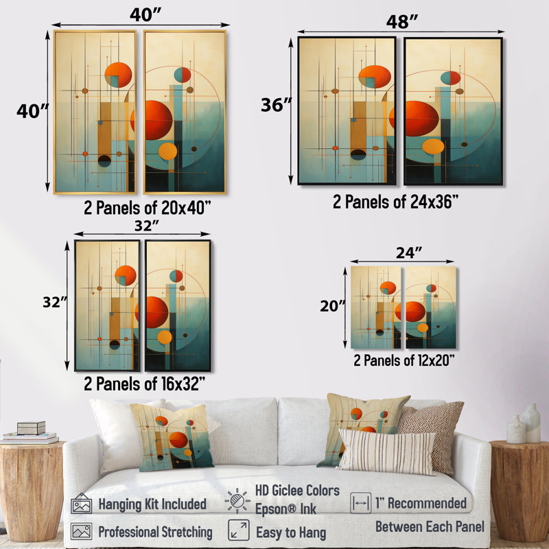 «Serendipity Abstract Mid-Century Geometrics VI», reproduction sur toile abstraite de style Mid-Century, 40" H x 40" W