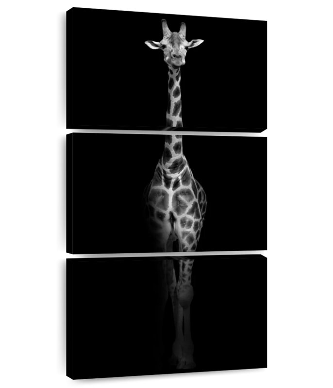 Portrait de girafe monochrome, H 32 po x l 15 po