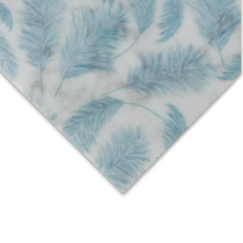 Leaves Carrara Blue Marble  6"x6" Laser Engraved Tile