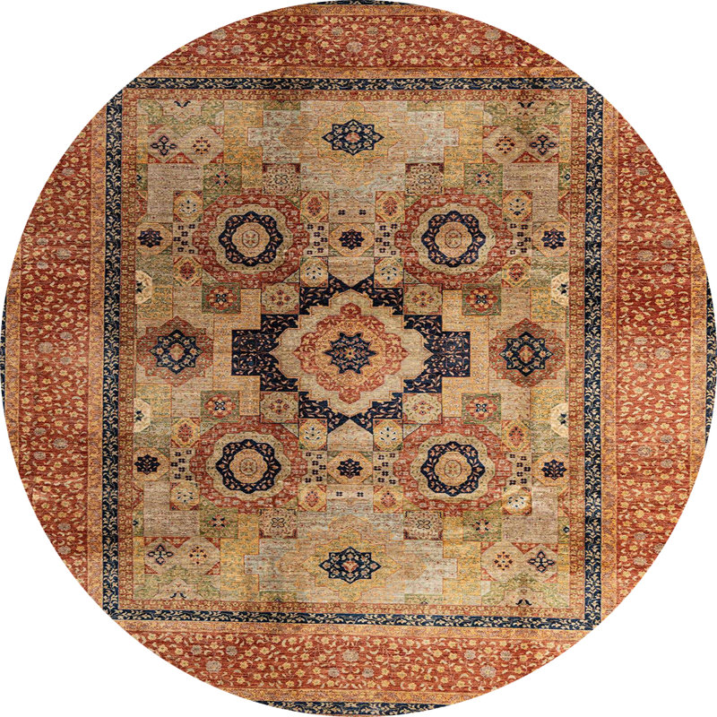 Tapis brun / beige Hanabury Southwestern, Rond 7 pi
