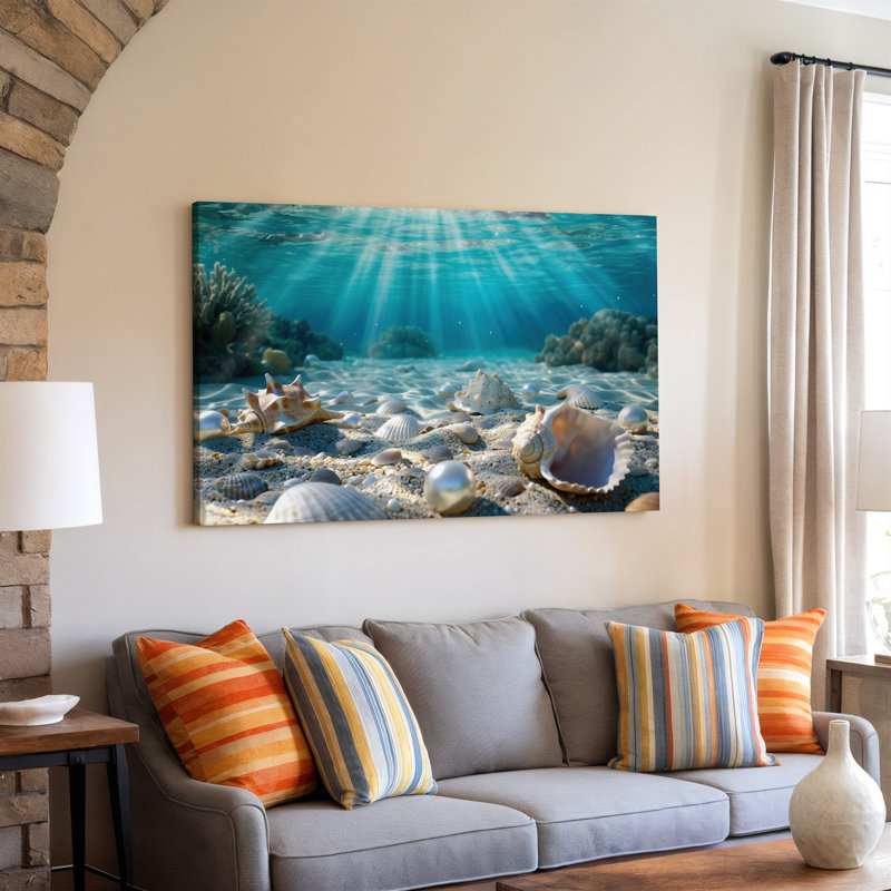 Toile, "Une scène sereine sous-marine", "L'essence d'un art mural", H 11 po x l 14 po