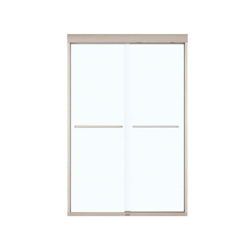 Porte de douche double coulissante semi-sans cadre 43 po x 71 po Kameleon, Transparent, Nickel brossé