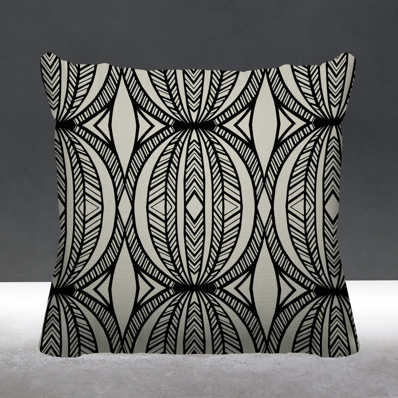 Kiva Abstract Outdoor Reversible Throw Pillow, 15H" x 15W", Cream
