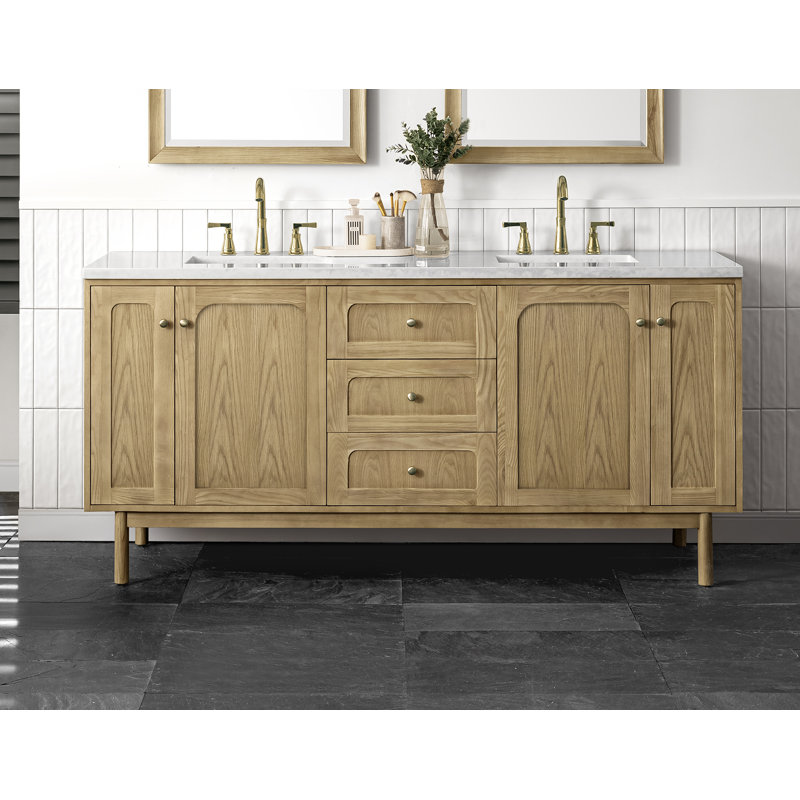 Laurent 72'' W Double Vanity, 8" Widespread, Light Natural Oak, Tajnar Eclos