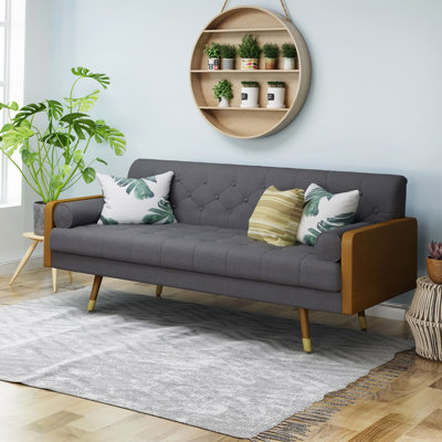 Mid Century Modern Tufted Fabric Sofa