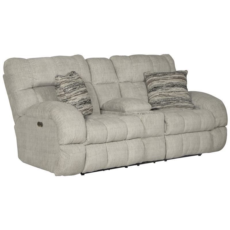 Causeuse inclinable à accoudoirs coussinés de 86 po Annaliisa, Polyester beige, Électrique