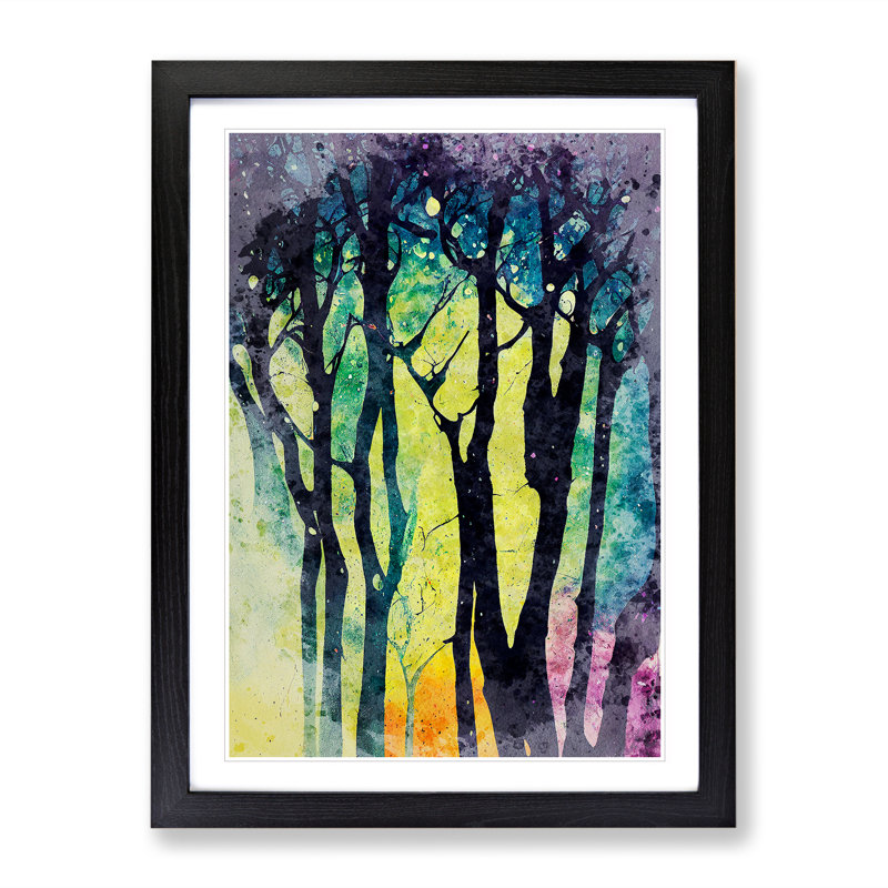 Paint Splash Forest No.2 - Single Picture Frame Painting, Black Framed, 34cm H x 25cm W x 2cm D