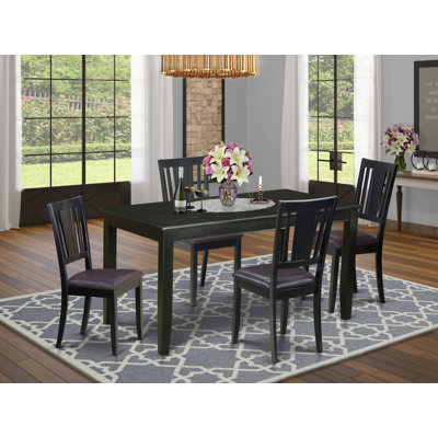 Sisneros 5 - Piece Rubberwood Solid Wood Dining Set